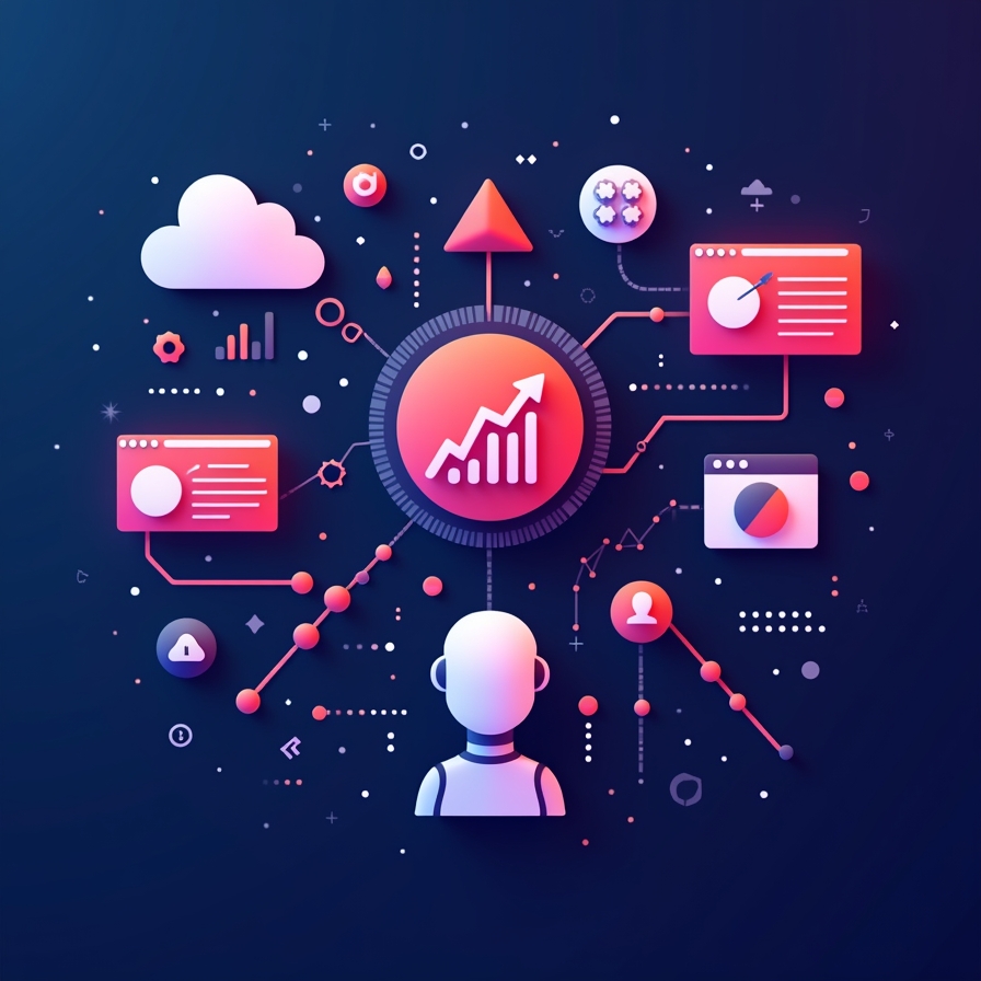 Growth charts and concepts of digital marketing and data for Business